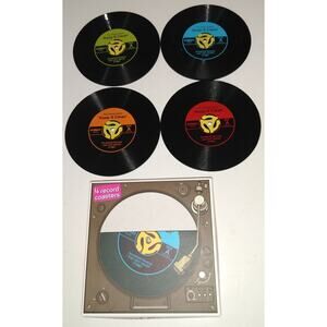 Mini Record Drink Coasters Set of 4 NEW Bought At Andy Warhol Museum 80's 70's